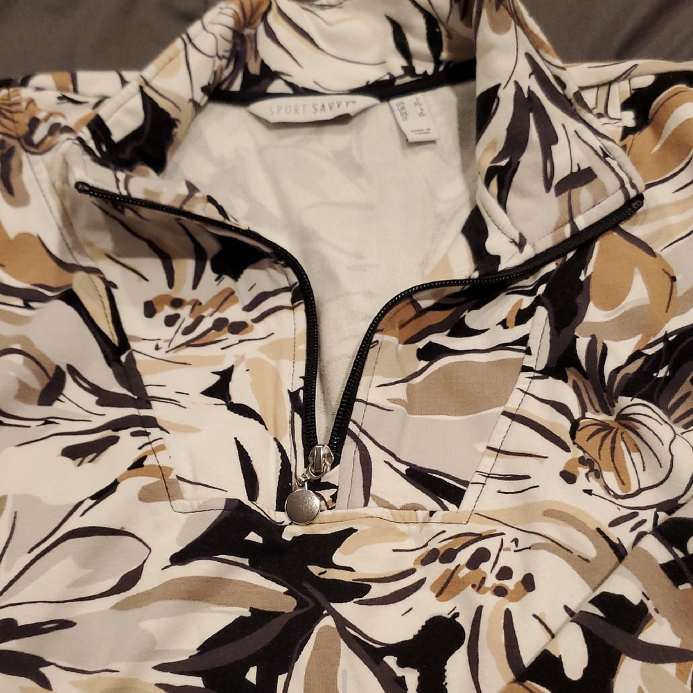 Sport Savvy Floral Quarter-Zip Pullover